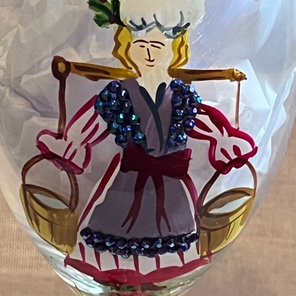 Water Maiden Hand Painted Wine Glass. - Picture 2 of 6